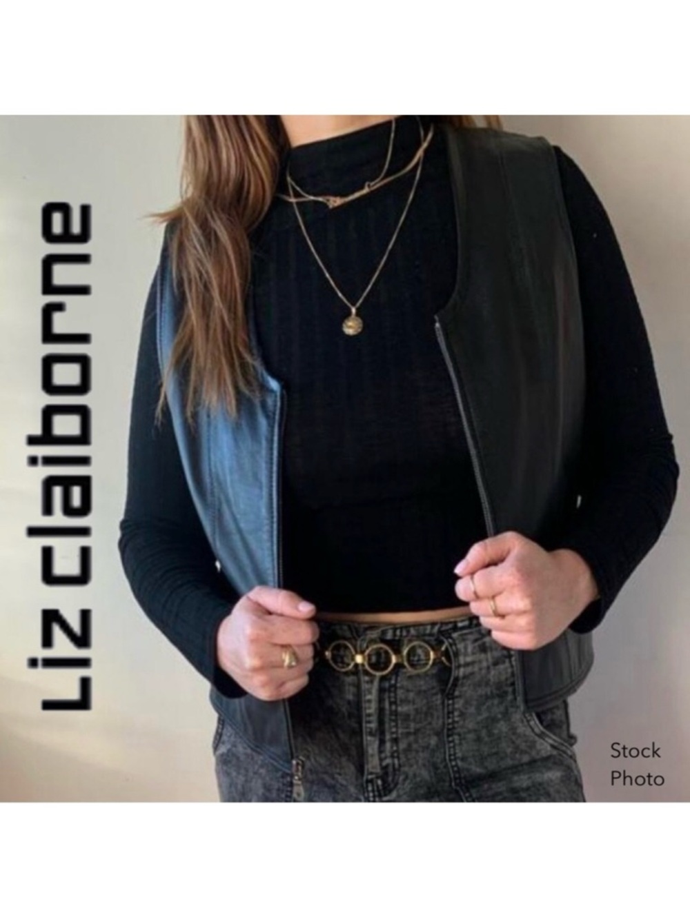 Leather VILLAGER/Liz Claiborne Black Leather Vest (PM)
